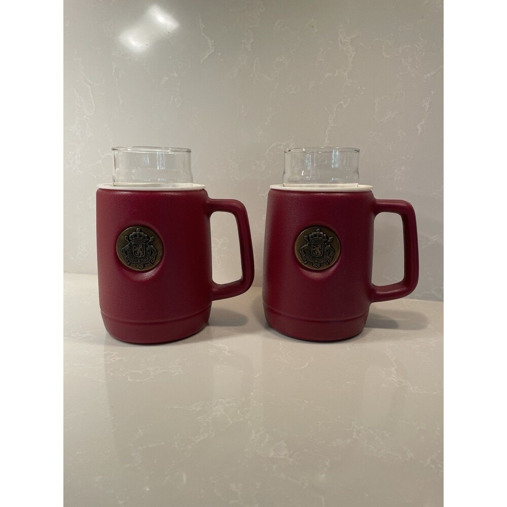 Pair of Vintage 70’s Glacierware Barware Slush Mugs with Original Glasses